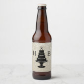 Trouwtaart monogram bier etiket (Voorkant)