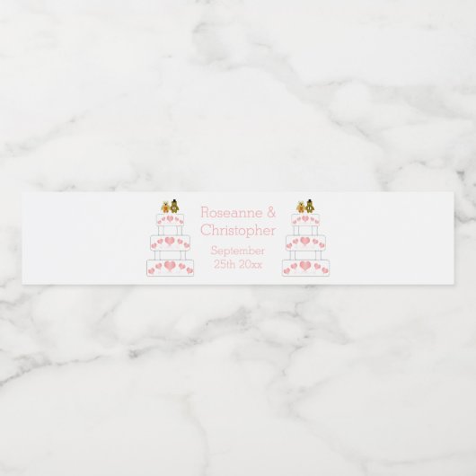 Trouwtaart ontwerp bruiloft waterfles etiket (Enkel label)