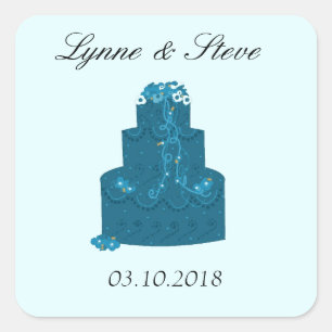 Trouwtaart Save the Date in Turkoois Vierkante Sticker