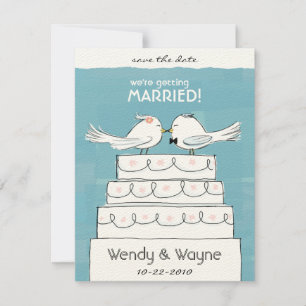 Trouwtaart Vogels Bruid & Bruidegom Save the Date