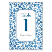 Trouwtafel Chintz Blauw & Wit Bloemen Ditsy Kaart (Voorkant)