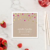 TROUWTAFEL DECOR confetti spots goud roze kraft Servetten (Insitu)