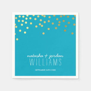 TROUWTAFEL DECOR confetti spots goud turquoise Servetten