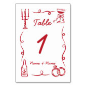Trouwtafel grillige hand getekend rood geïllustree kaart (Voorkant)
