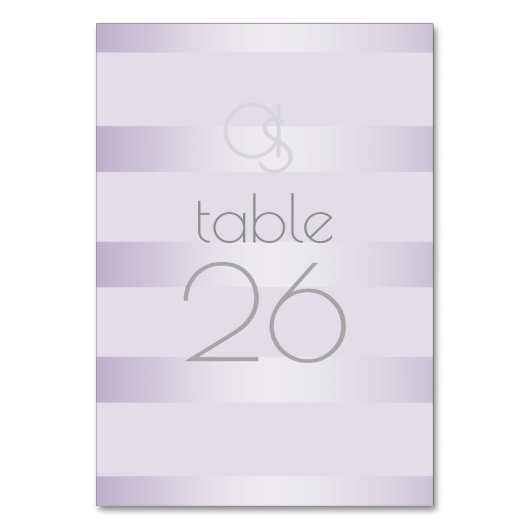 Trouwtafel Kaart | Lila Shimmer Stripe Monogram (Achterkant)