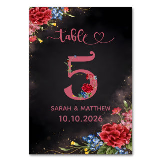 Trouwtafel Nummer 5 Kaart Blush Bloemen
