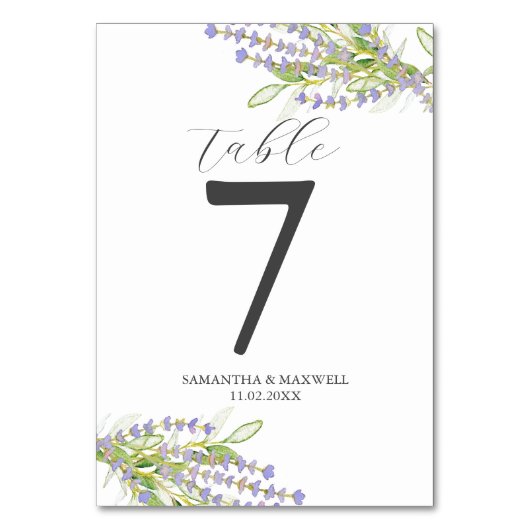Trouwtafel nummer Botanische Lavendel Kaart (Voorkant)