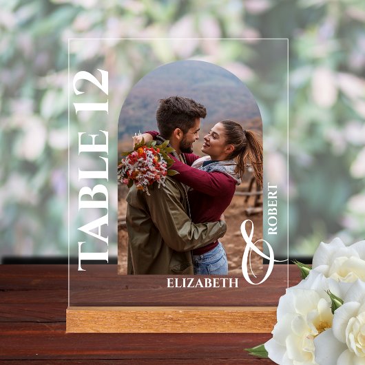 Trouwtafel nummer gebogen foto acryl bord