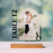 Trouwtafel nummer gebogen foto acryl bord (Neutraal)