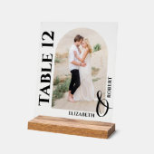 Trouwtafel nummer gebogen foto acryl bord (Hoek)