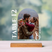 Trouwtafel nummer gebogen foto acryl bord (Neutraal)