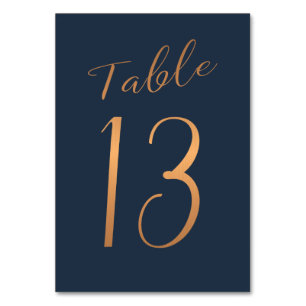Trouwtafel nummer goud koper glitter marine kaart