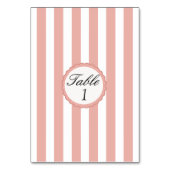 Trouwtafel Nummer Kaart Gestreept Roze Witte Kaart (Achterkant)