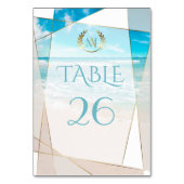 Trouwtafel nummer Kaart | Modern Monogram strand (Achterkant)