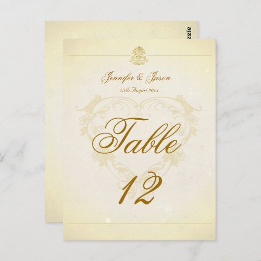 Trouwtafel nummer Kaart  perkament papier (Voorkant / Achterkant)