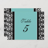 Trouwtafel nummer Kaarten Blauwgroen Damask (Voorkant / Achterkant)