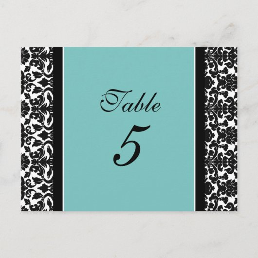 Trouwtafel nummer Kaarten Blauwgroen Damask (Voorkant)