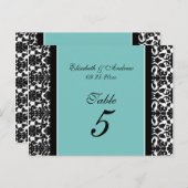 Trouwtafel nummer Kaarten Blauwgroen Damask (Voorkant / Achterkant)