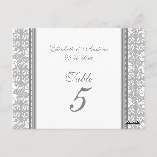 Trouwtafel Nummer Kaarten Grijs Damask (Achterkant)