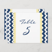 Trouwtafel Nummer Kaarten Lemon Blue Chevron (Voorkant / Achterkant)