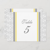 Trouwtafel Nummer Kaarten Lemon Grey Damask (Voorkant / Achterkant)