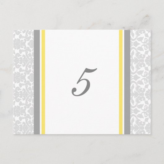 Trouwtafel Nummer Kaarten Lemon Grey Damask (Voorkant)