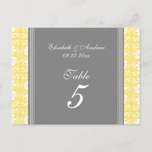 Trouwtafel Nummer Kaarten Lemon Grey Damask (Voorkant)