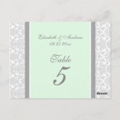 Trouwtafel Nummer Kaarten Mint Grijs Damask (Achterkant)