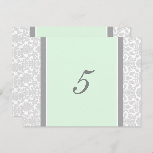 Trouwtafel Nummer Kaarten Mint Grijs Damask (Voorkant / Achterkant)