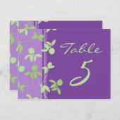 Trouwtafel Nummer Kaarten Paarse Limoen Bloemen (Voorkant / Achterkant)