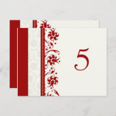 Trouwtafel Nummer Kaarten Rode Bloemen (Voorkant / Achterkant)