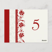 Trouwtafel Nummer Kaarten Rode Bloemen (Achterkant)