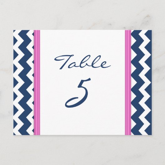 Trouwtafel Nummer Kaarten Roze Blauw Chevron (Voorkant)
