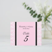 Trouwtafel Nummer Kaarten Roze Damask (Staand voorkant)