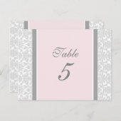 Trouwtafel Nummer Kaarten Roze Grijs Damask (Voorkant / Achterkant)