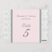 Trouwtafel Nummer Kaarten Roze Grijs Damask (Achterkant)