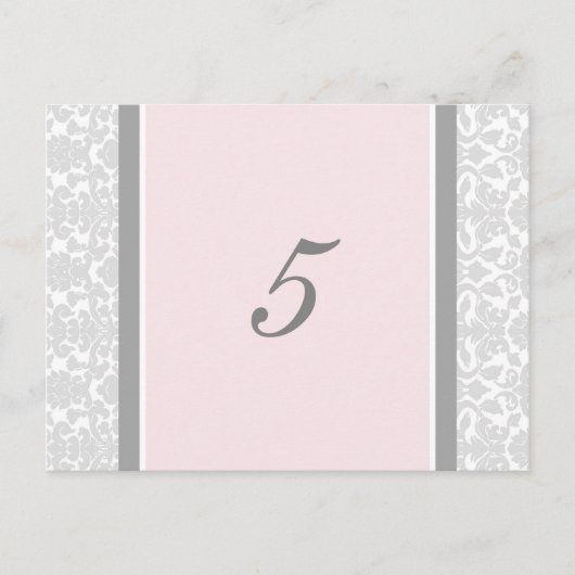 Trouwtafel Nummer Kaarten Roze Grijs Damask (Voorkant)