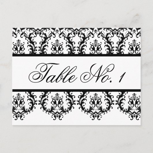 Trouwtafel Nummer Kaarten Wit Zwart Damask (Voorkant)