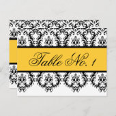 Trouwtafel Nummer Kaarten Zwart Damask Geel (Voorkant / Achterkant)