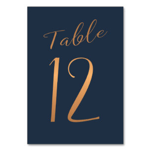 Trouwtafel nummer koper goud glitter marine kaart