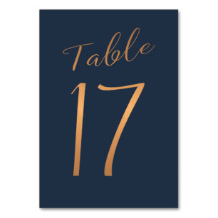 Trouwtafel nummer koper goud glitter marine kaart