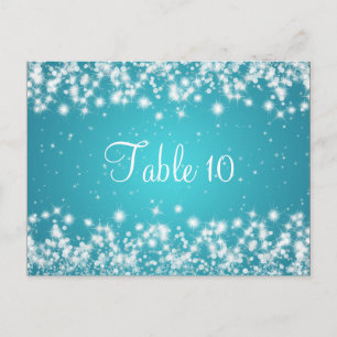 Trouwtafel nummer Winter Sparkle Blue Briefkaart
