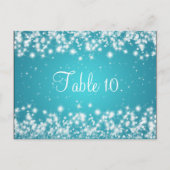 Trouwtafel nummer Winter Sparkle Blue Briefkaart (Voorkant)