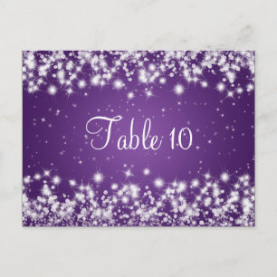 Trouwtafel nummer Winter Sparkle Paarse Briefkaart