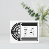 Trouwtafel Nummer Zwart & Wit Art Deco Stijl Briefkaart (Staand voorkant)