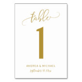 Trouwtafel nummers | Bounce Script (Goud) 1 Kaart (Voorkant)