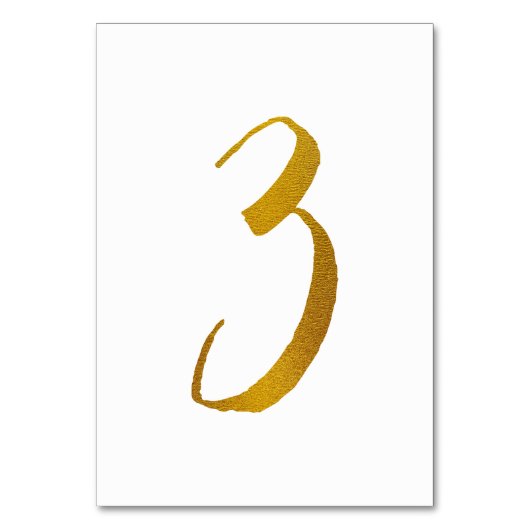 Trouwtafel nummers (Faux Gold Folie) 3 Kaart (Voorkant)