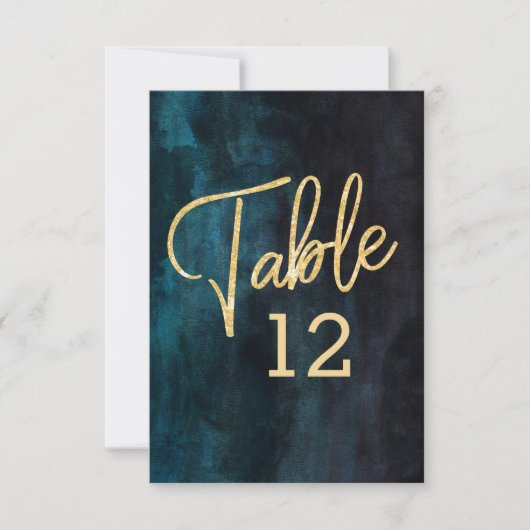 Trouwtafel nummers in waterverf en goud Navy blauw Kaart (Voorkant)