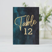 Trouwtafel nummers in waterverf en goud Navy blauw Kaart (Staand voorkant)