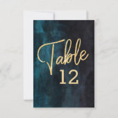Trouwtafel nummers in waterverf en goud Navy blauw Kaart (Achterkant)